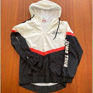 Jump Tour Hooded Youth L Quarter Zip Colorblock Windbreaker Jacket White Red